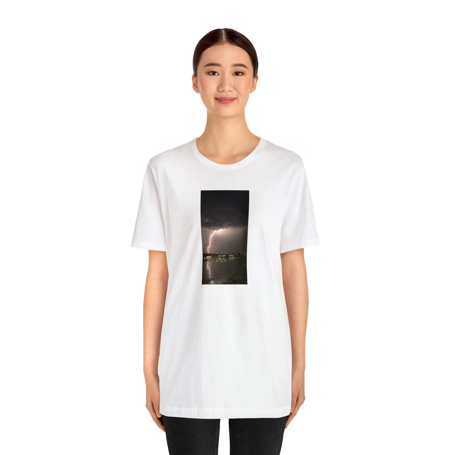 Unisex Lightning Bolt T-Shirt Rough Photo Print Caught Outisde