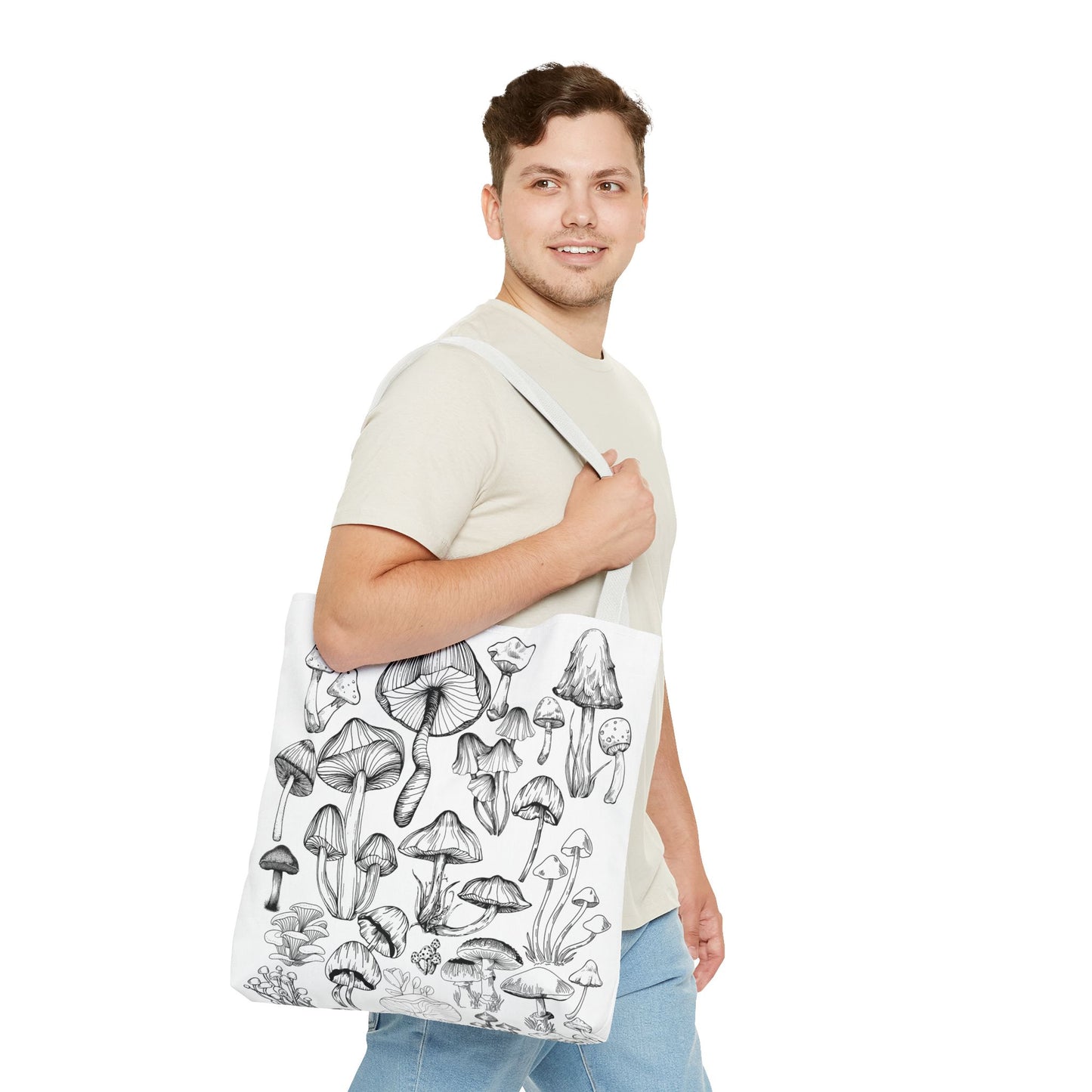 Unisex Mushroom Lover Fungi Print Toadstool Mycology Tote Bag