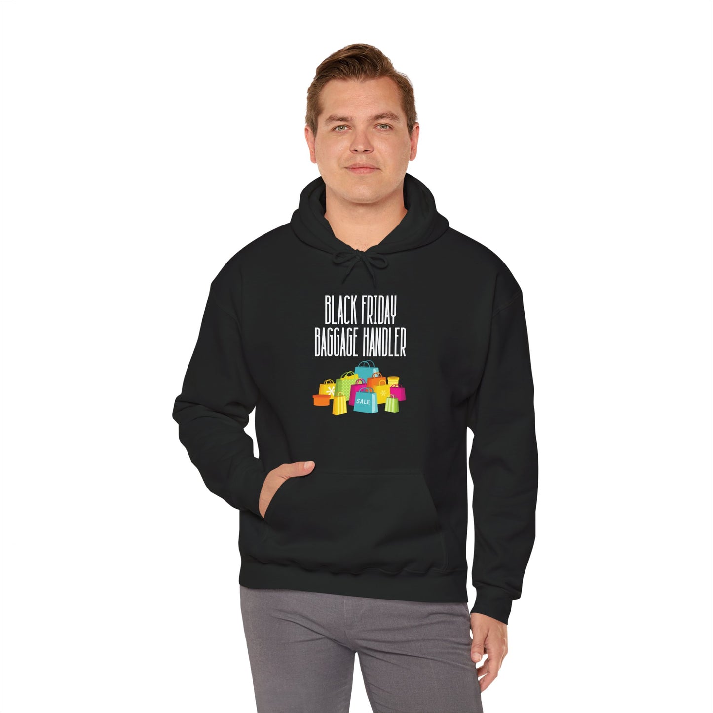 Unisex Heavy Blend™ Black Friday Christmas Sales Baggage Handler Shopping Sales Hooded Sweatshirt