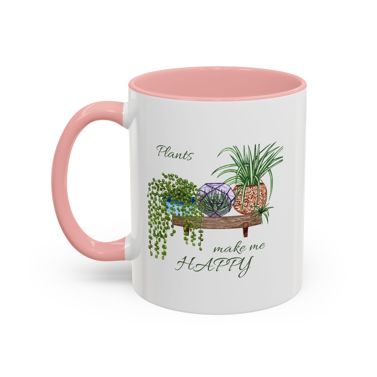 11oz Garden Themed Plants Make Me Happy Two Tone Coffee Mug