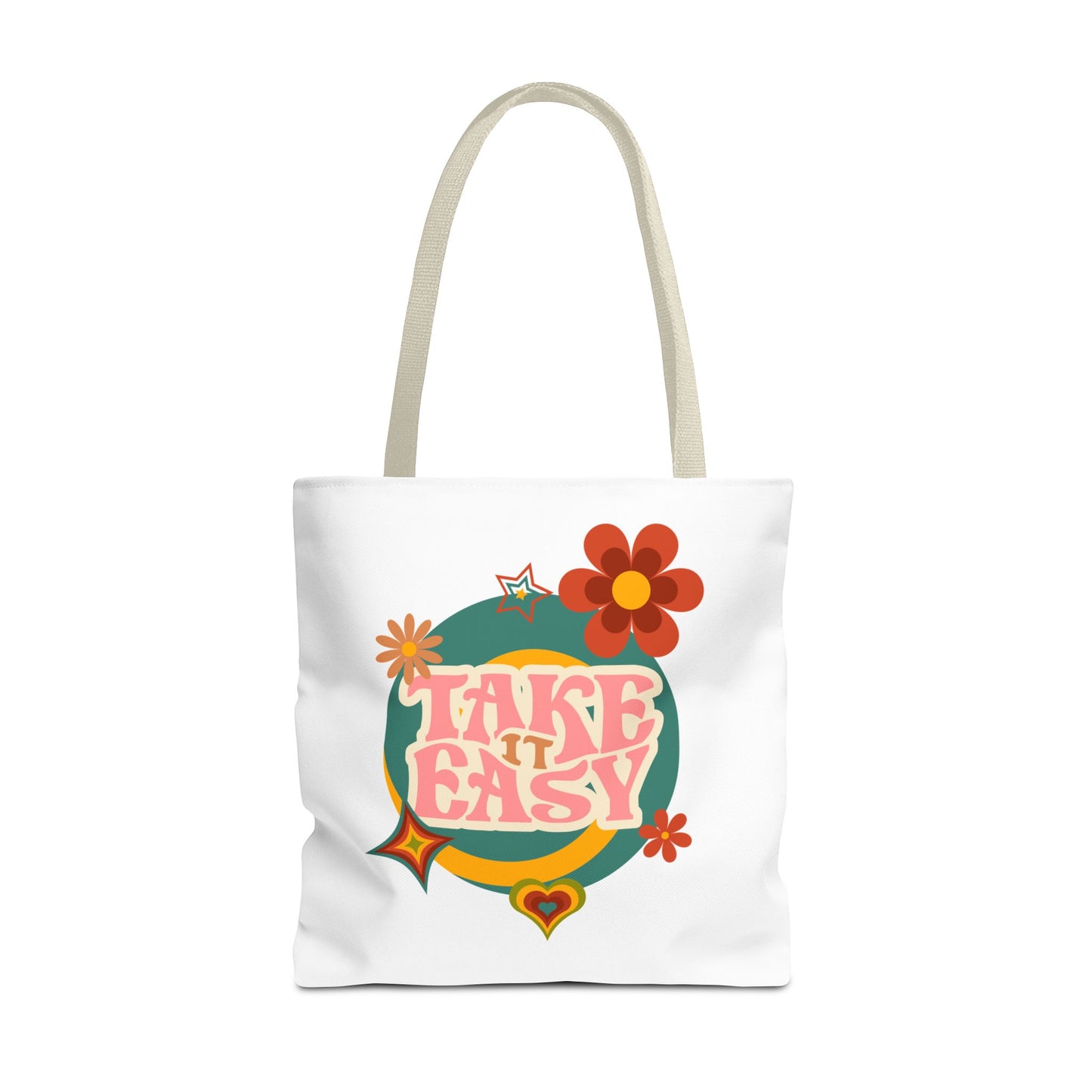 Unisex Retro Vibes Take It Easy Reusable Grocery Tote Bag