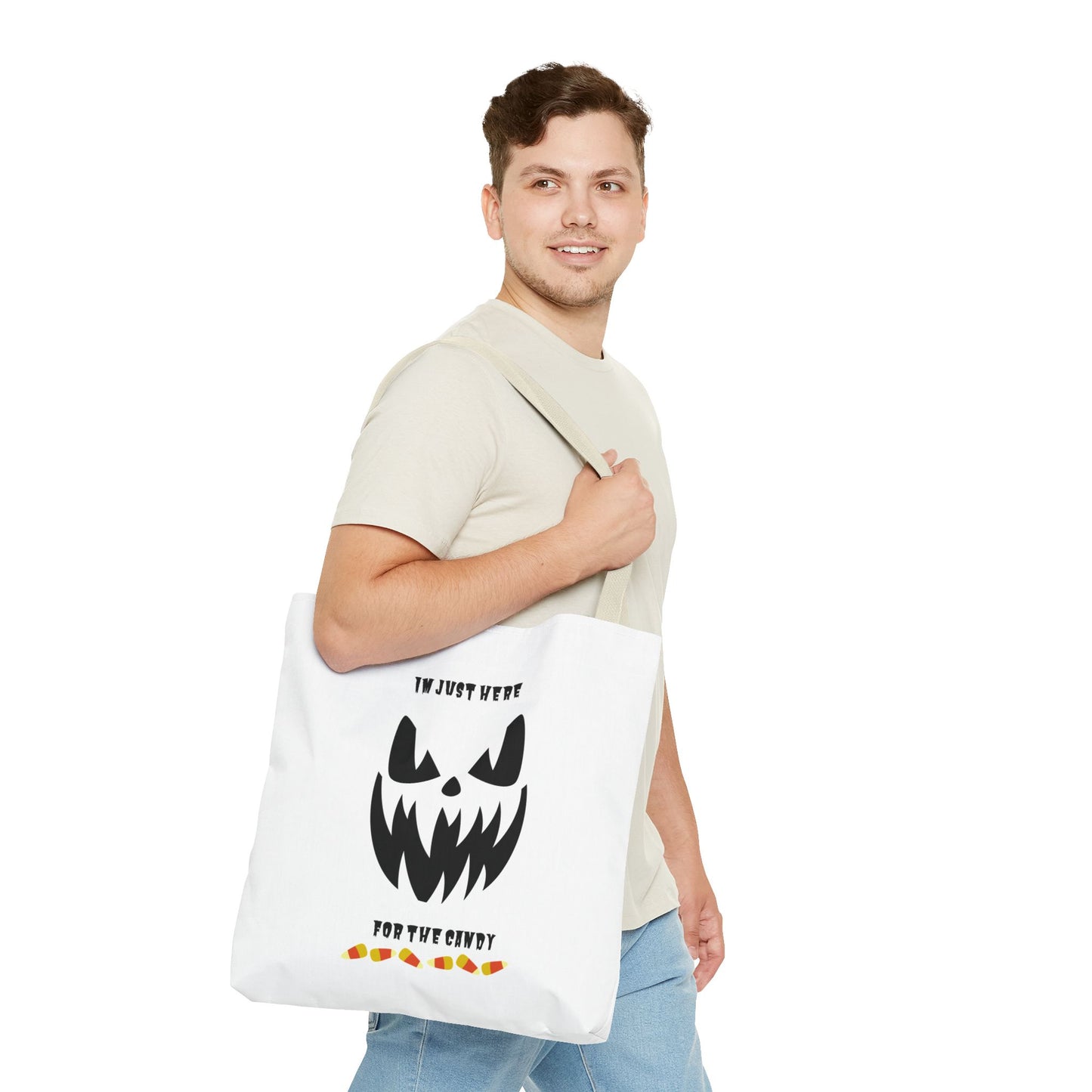 Halloween Candy Corn Scary Face Tote Spooky Season Trick or Treating Candy Bag Reusable Lunch Tote