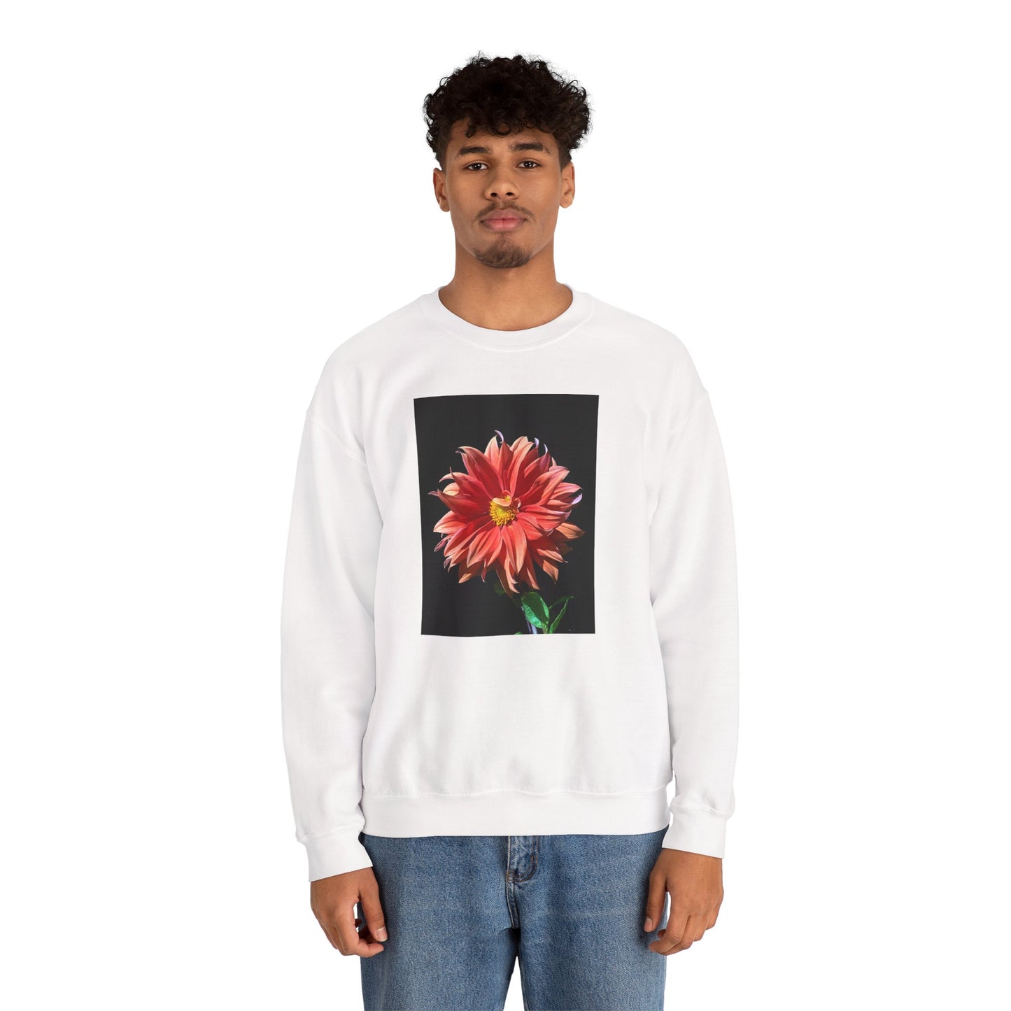 Unisex Heavy Blend™ Crewneck Dahlia Flower Sweatshirt