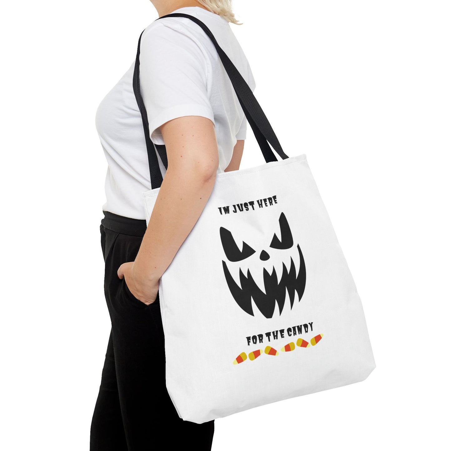 Halloween Candy Corn Scary Face Tote Spooky Season Trick or Treating Candy Bag Reusable Lunch Tote