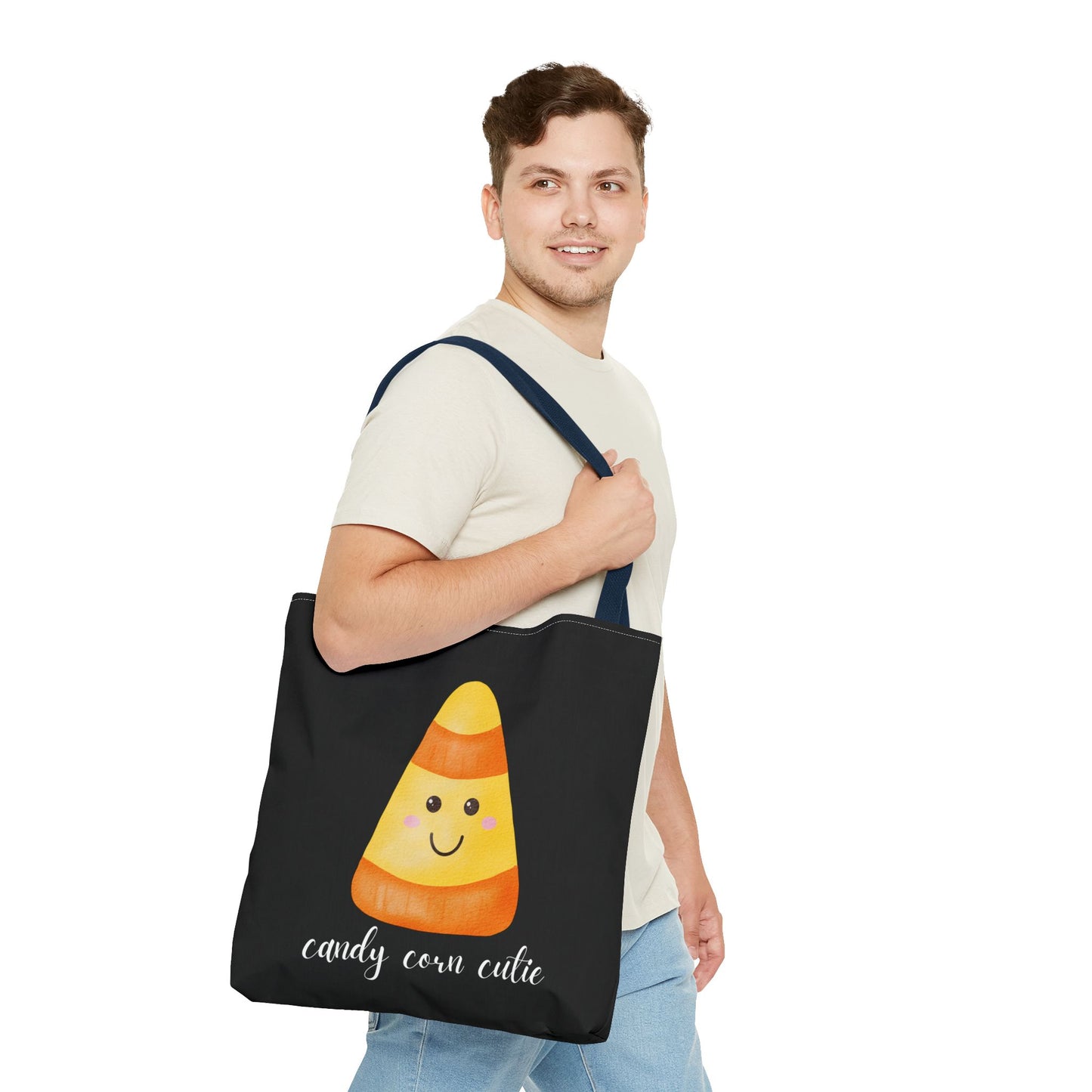 Cute Candy Corn Halloween Tote Bag Spooky Season Tote Trick or Treating Candy Bag Fall Themed Reusable Lunch Tote