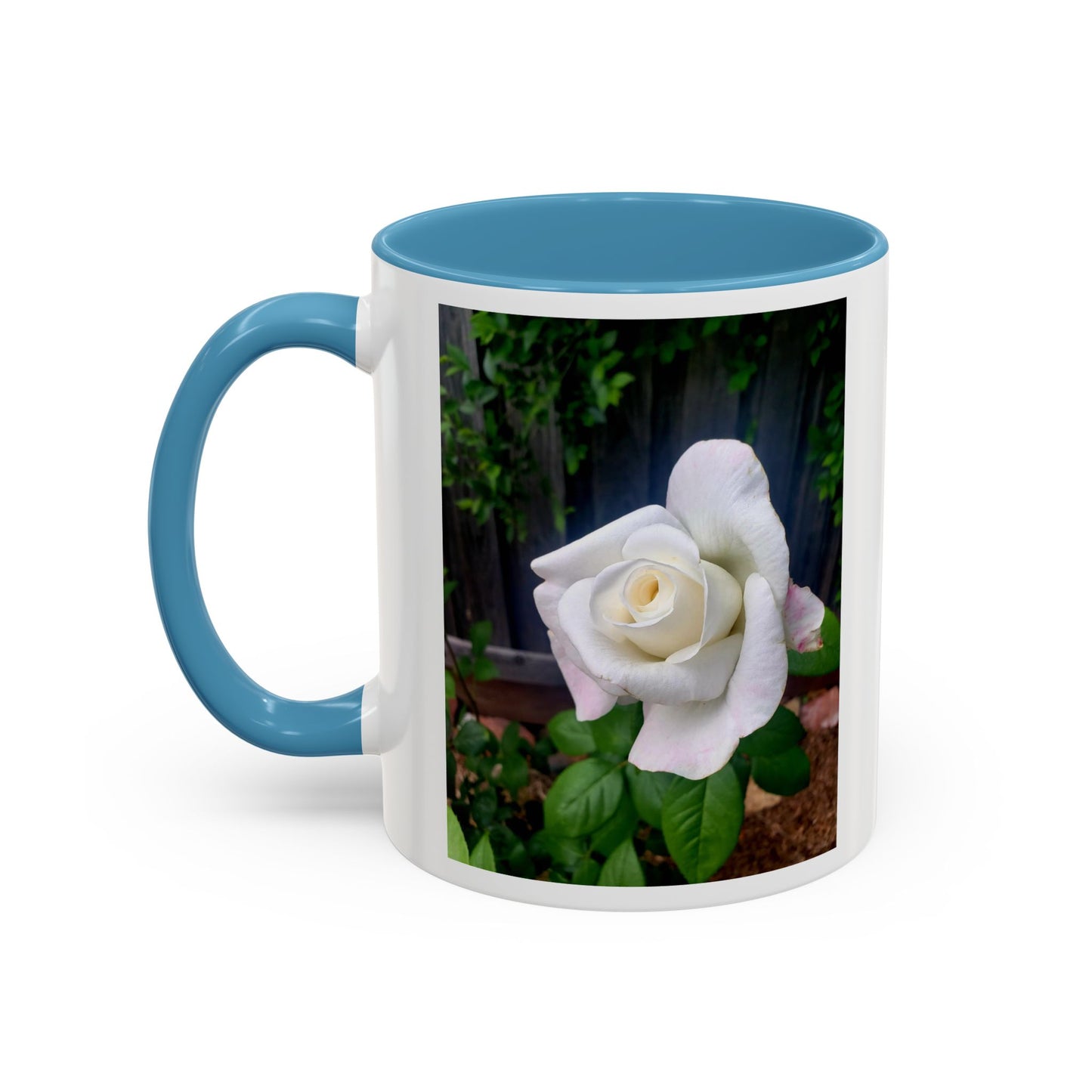 11oz. Garden Themed White Sugar Moon Hybrid Tea Roses Coffee Mug