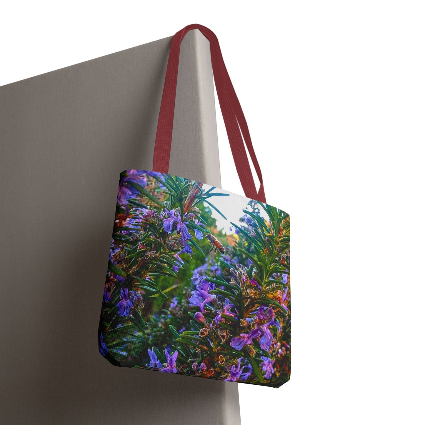 Garden Themed Bee and Rosemary Tote Bag