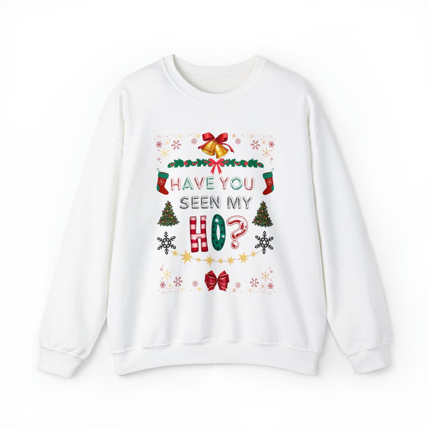 Unisex Funny Couples Matching Ugly Christmas Sweatshirt - Have You Seen My Ho?