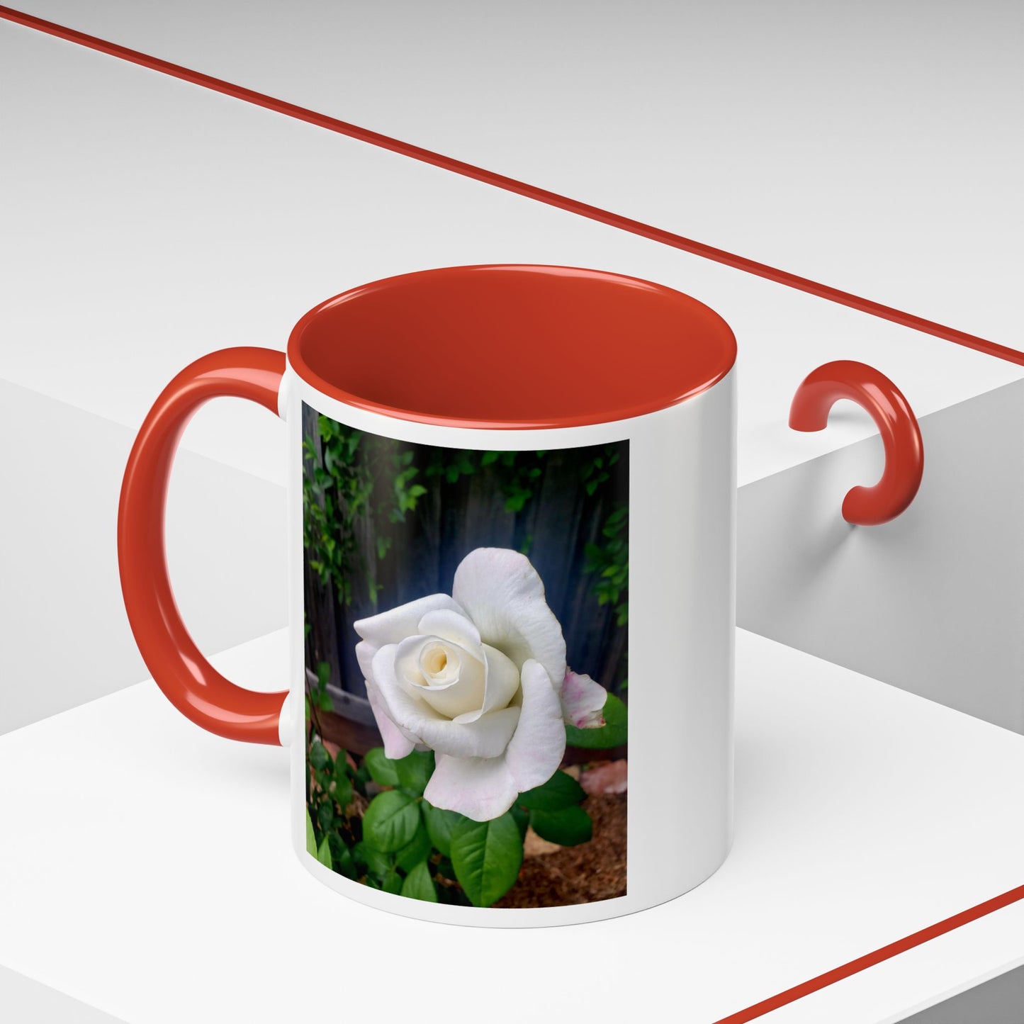 11oz/15oz Garden Themed White Sugar Moon Hybrid Tea Roses Coffee Mug