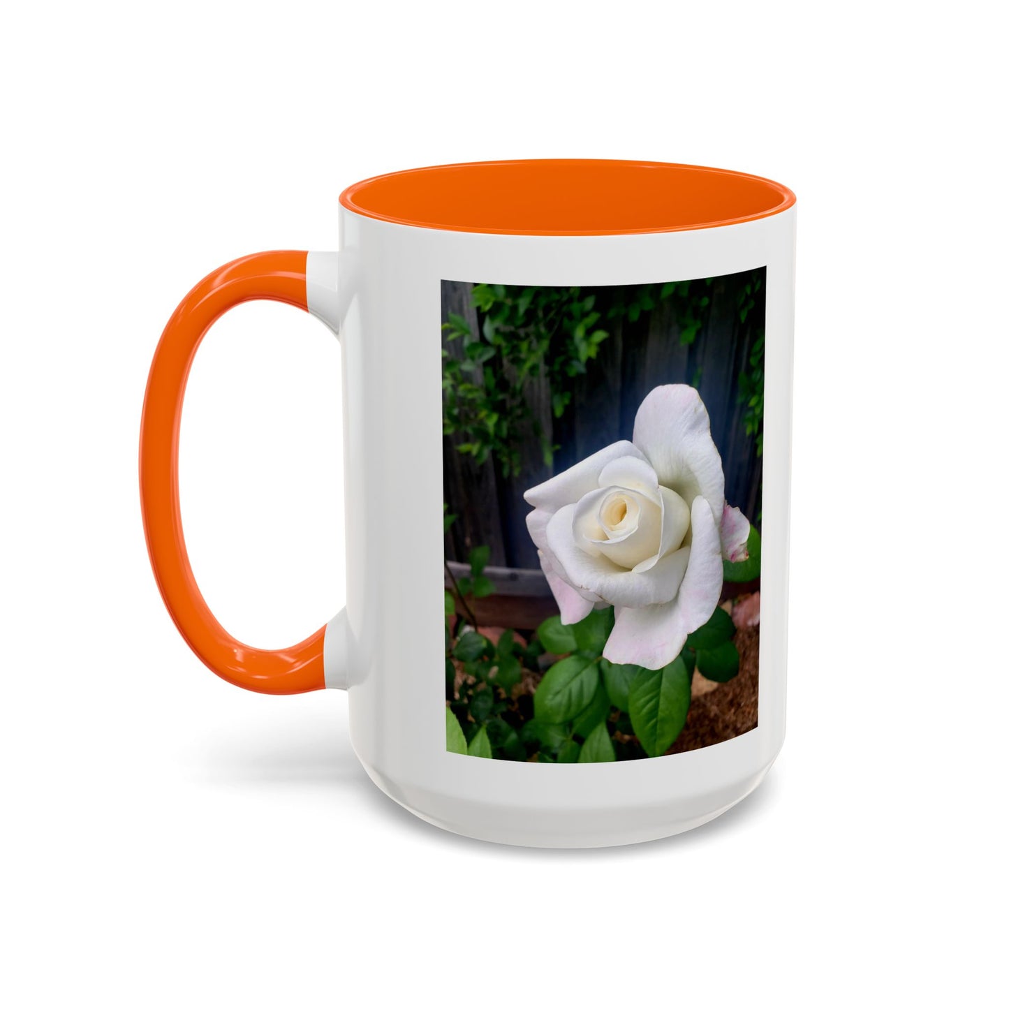 11oz/15oz Garden Themed White Sugar Moon Hybrid Tea Roses Coffee Mug